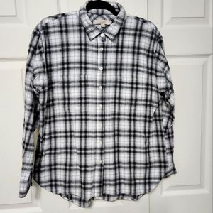 Loft black & white flannel shirt, size medium
